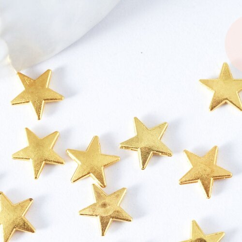 Charm à coller étoile zamac doré 7.5mm,thème lune et étoiles, fournitures à coller décors pierres et bijoux, lot de 5 g6703