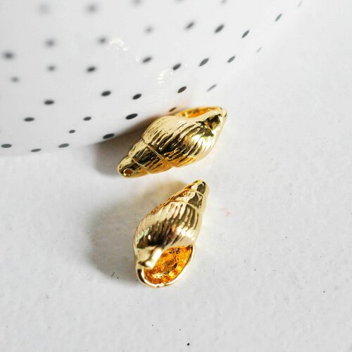 Golden shell pendant 18k, golden shell, gilding 18carats, golden pendant, gold shell, jewelry creation, set of 2, 16.5mm g3584