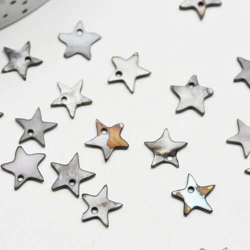 Charm etoile nacre noire naturelle, pendentif étoile,étoile nacre, coquillage noir, création bijoux, 11mm, lot de 10 g4497