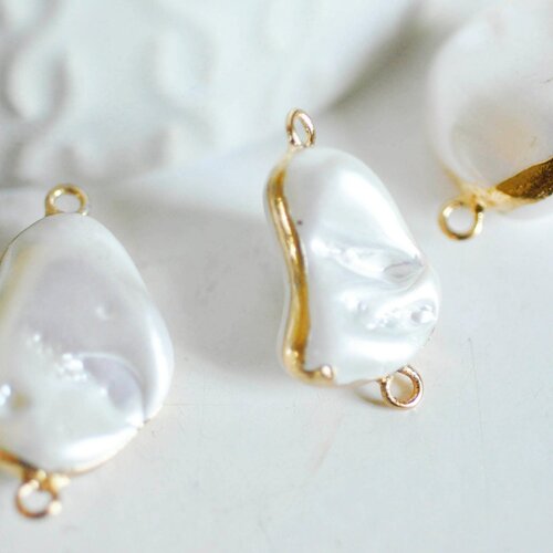 Connecteur pendentif grosse perle naturelle keshi,pendentif keshi,perle de culture,création bijoux, perle naturelle blanche,20mm-g1480