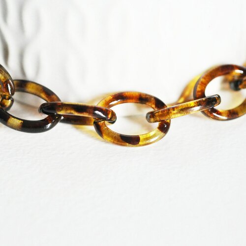Grosse chaine ronde écaille acrylique léopard,perle acétate, création bijoux,chaine plastique,17.5mm, le mètre,g2961