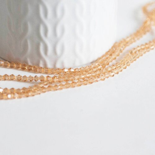 Perles cristal toupies facette orange transparent, cristal jaune, bicone facette,3mm, fil de 45 cm,,g2600