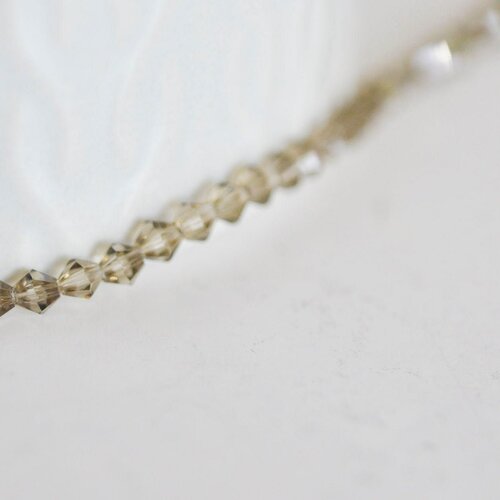 Perles cristal toupies facette beige transparent,perles bijoux,perle cristal beige,perle bicone facette,fil de 150,3mm,g2598