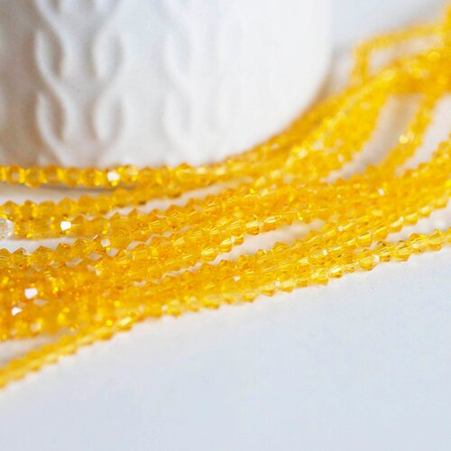 Perles cristal toupies facette orange transparent,perles bijoux, fourniture créative, perle bicone facette, fil de 41cm, 3mm,g2599