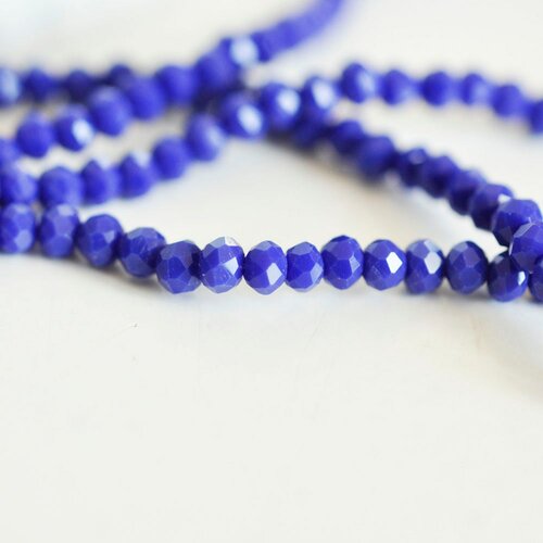 Perles toupies bleu roi, perle cristal bleu, perle verre facette,3x2mm  fil de 41 cm, g717