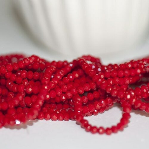 Perles toupies rouge foncé, perle cristal, perles rouge vif, verre facette,perle bicone,fil de35 cm g613