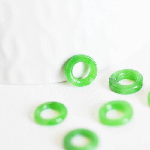 Pendentif donut jade vert teinté,pendentif jade, pendentif pierre,jade naturel, jade vert,jade vert naturel,9-10mm, lot de 2,g3096