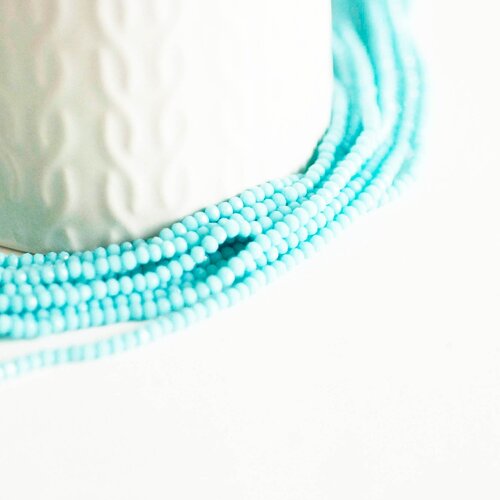 Perle toupie bleu,perles bijoux, cristal bleu, fourniture créative ,verre facette, fil de 29cm, 3mm, g1667