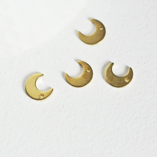 Raw brass moon charm, creative supplies, nickel-free pendant,creation jewelry, geometric pendant,9mm,lot of 10,g2558