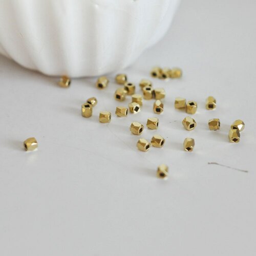 Perles intercalaires facettées, fourniture créative, perle laiton brut, perles dorées, lot de 100, 2.5mm- g32