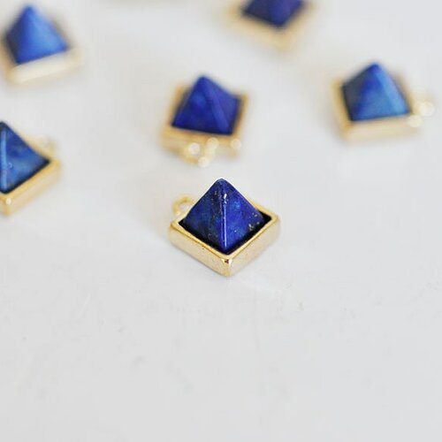 Pendentif carré lapis lazulis, pendentif pierre,pendentif lapis lazulis,lapis naturel, pierre bleue,pierre naturelle,8mm-g932
