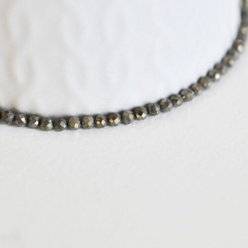 Perles pyrite facettée, perles pyrite, fabrication bijoux, pyrite naturelle, création bijoux, 2mm, fil de 40cm g5489