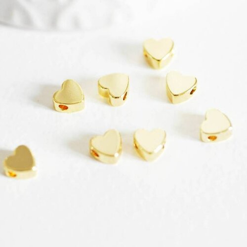Perle coeur laiton doré 18k,dorure 18carats,fournitures créatives, sans nickel,creation bijoux,perle géométrique,7mm,lot de 10 - g33