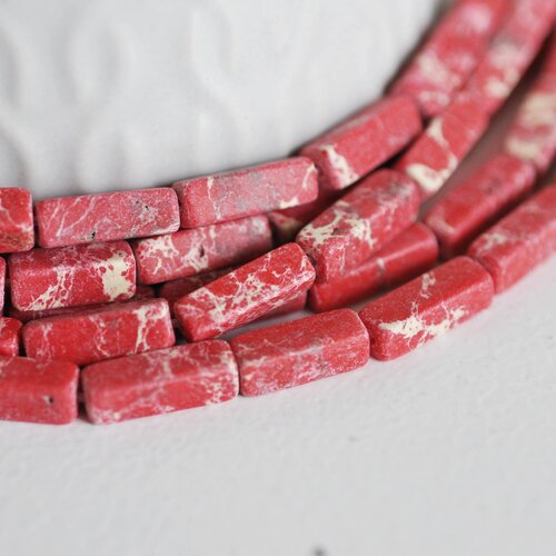 Perle regalite rouge, fourniture créative,perle rectangulaire,regalite,pierre naturelle,perles jaspe,perles pierre, fil de 29, 12mm-g1106