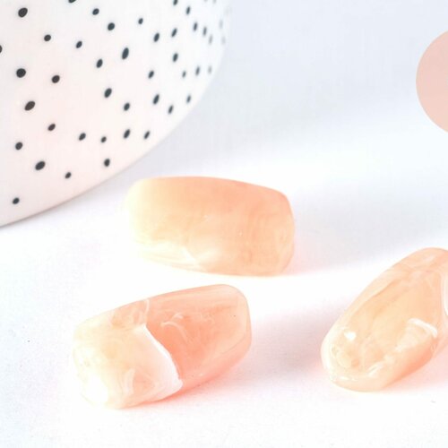 Perle en acrylique rose 25mm imitation pierre, perle acrylique corail clair,création bijou,les 5 g6797