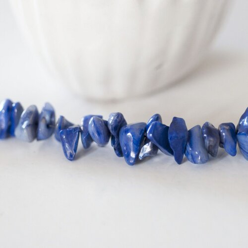 Perles en coquillage bleu, fournitures créatives,perles coquillage,coquillage bleu, fabrication bijoux, coquillage naturel,fil de 40cm-g1079