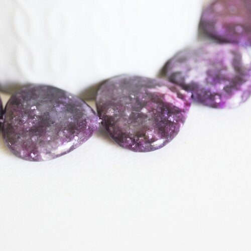 Perle goutte jadeite violette,jadeite naturel,perle jadeite,perle pierre,pierre précieuse,création bijoux,25mm,lot de 5-g1833