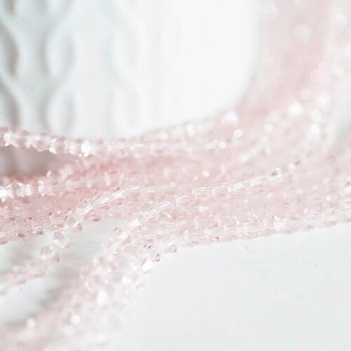 Perles cristal toupies facette rose transparent,perle bicone facette, 3mm fil de 44 cm g1856