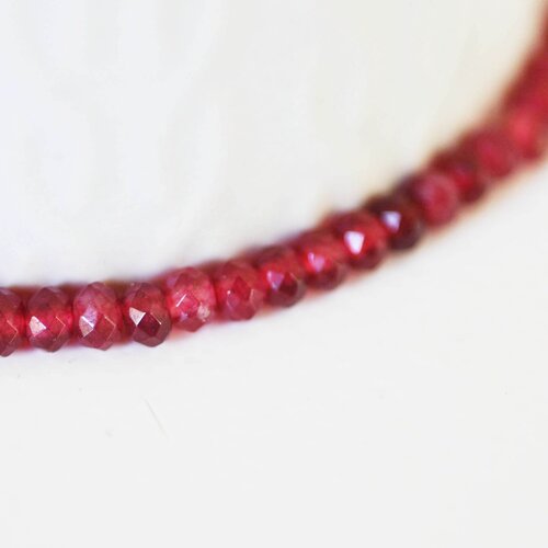 Perle abacus jade rouge,pierre naturelle,perle facette,jade,4x2mm,fil de 36 cm - g1801