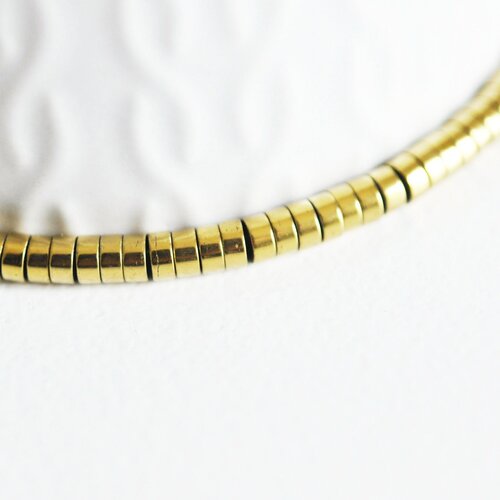 Perle rondelle hématite dorée, perle hématite non magnétique pour pierre,création bijoux,4mm,fil de 180 perles g3859