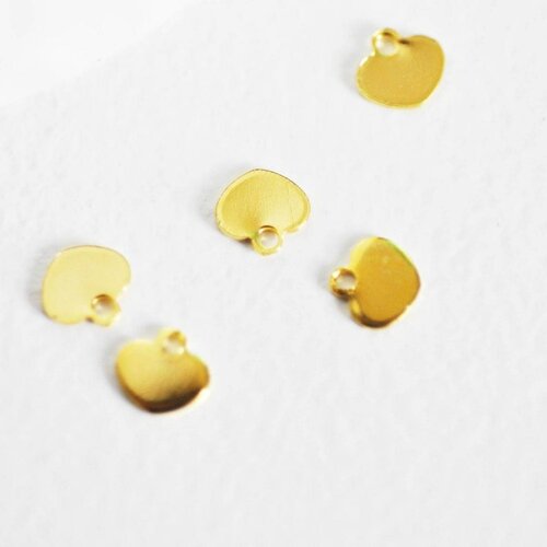 Pendentif médaille coeur acier doré, pendentif doré,sans nickel,acier doré, création bijoux,médaille or,6mm,lot de 20, g344