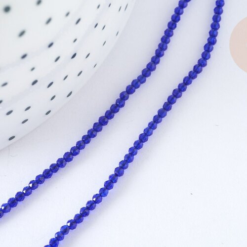 Perle rondelle cristal facetté bleu roi 2mm, perle toupies création bijoux fantaisie diy,le fil de 37cm g7241