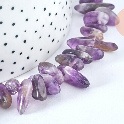 Perle chips amethyste violette,perle amethyste naturelle, fabrication bijoux pierre naturelle,10-30mm, fil de 39cm g5393