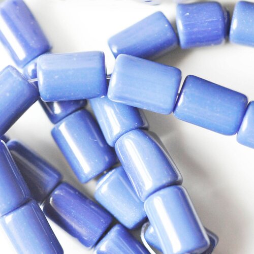 Perles tube verre bleu roi opaque,perles verre, perles création bijoux,perle tube, perle bleu roi,12x8mm, le fil de 39-40 cm g4021