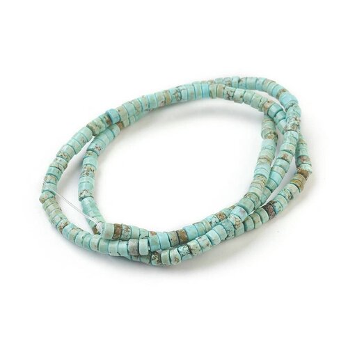 Perle rondelle howlite turquoise, fournitures créatives,howlite naturelle, perle pierre, création bijoux, 4mm, fil de 39cm g325