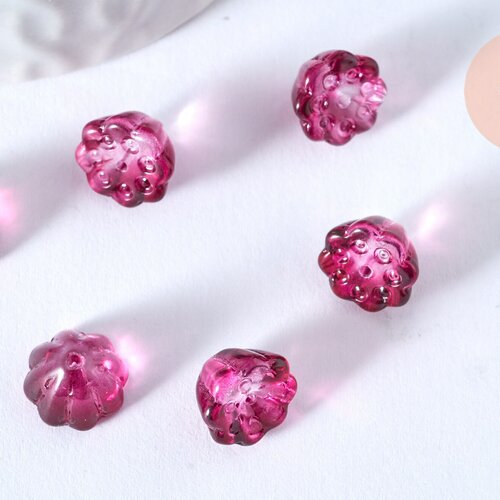 Perles fleur verre rouge et or 11mm, perles verre tchèque, perles fleur, verre violet, creation bijou, lot 10 perles, g4190