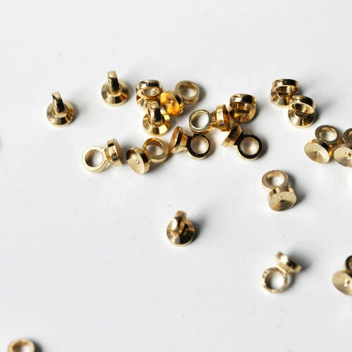 Bélière pendentif coupelles en laiton doré,support pierre non percée, bélière pour perle ou pierre,4mm,  lot de 10 g5258