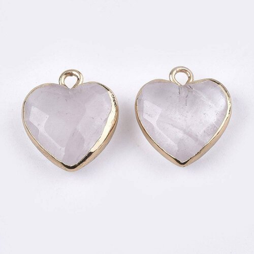Pendentif coeur cristal facette,pendentif bijoux, pendentif pierre, quartz naturel naturel, pendentif coeur,17mm-g1811