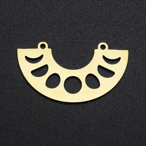 Geometric semicircle gold steel pendant, gold charm, gold stainless steel, nickel-free pendant, jewelry creation, 32mm, g5731 unit