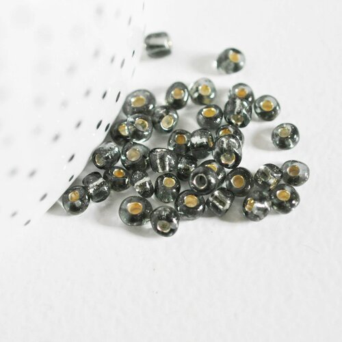 Grosses perles de rocaille gris transparent, fourniture créative, perles rocaille, grosse perles grises, création bijoux,10grammes,4mm g3740