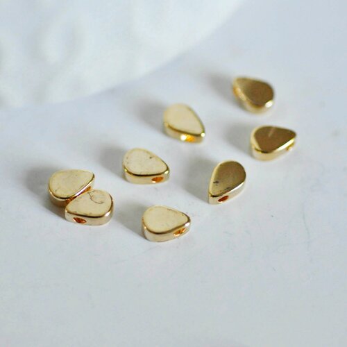 Perle goutte laiton doré 18k,perle dorée or,fournitures créatives, sans nickel,creation bijoux,perle géométrique,6mm,lot de 30-g34