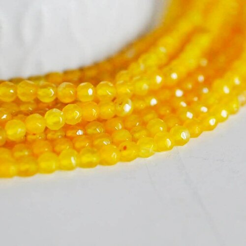 Perle agate jaune citron, fourniture créative, pierre naturelle, perle pierre, perle facette, 4mm, fil de 37cm-g1198