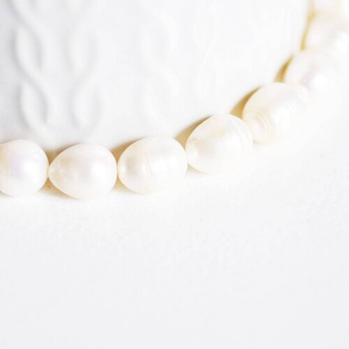 Perle naturelle blanche, perle ovale ,perle percée,perle de culture, création bijoux,perle eau douce, 10-14mm, le fil de 12 perles,g1940