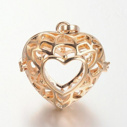Pendentif coeur bola harmony carillon laiton doré, bijoux de création grossesse, bijoux de création vendu sans carillon, 35mm, l'unité g5974