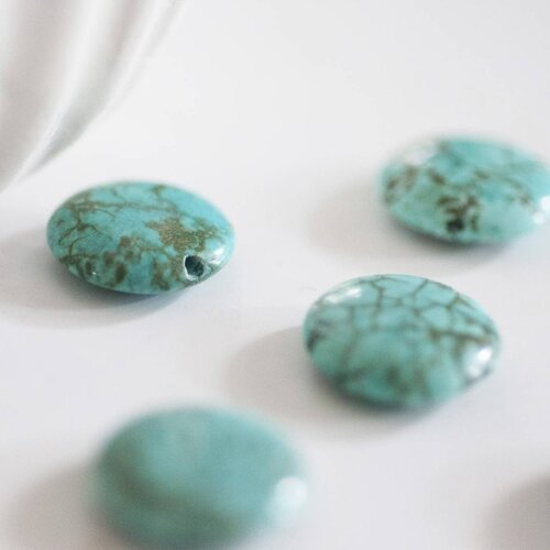 Perles rondes en howlite turquoise naturelle,perles pierre, howlite naturelle, creation bijoux,14 mm ,lot de 5-g1431