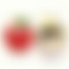 Pendentif pomme rouge zamac doré,thème fruit, création de bijoux dorés,15mm, lot de 5 g5473
