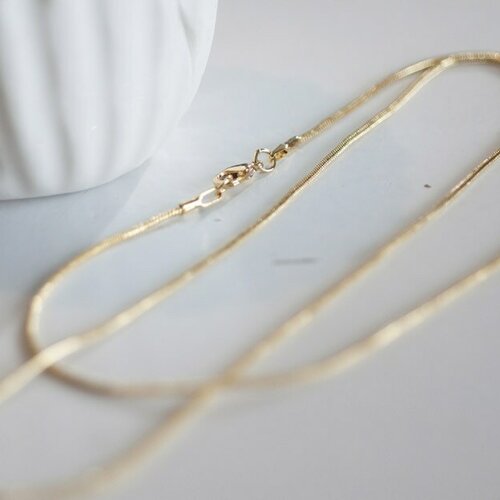 Chaine fine laiton doré serpent,chaine qualité,chaine collier, création bijoux, chaine complète,chaine doree,1.5 mm, 43cm-g658