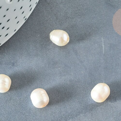 Perle naturelle d'eau douce blanche forme mixte  7-10mm trou large, création bijoux perle eau douce, l'unité g7362