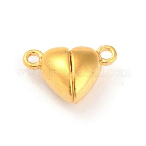 Fermoir coeur aimanté zamac doré 15mm,petit fermoir qualité,fermoir magnétique doré pour fabrication bijoux, l'unité g5872