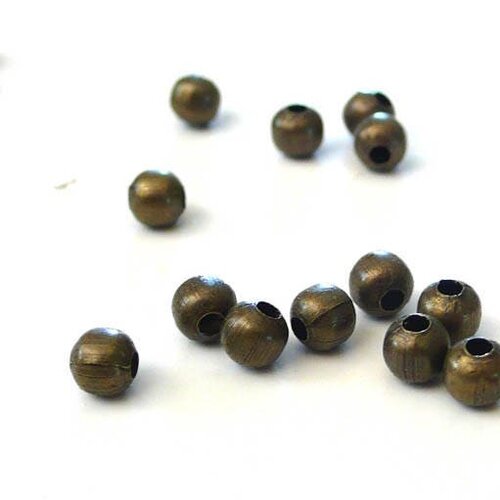 Perles rondes bronze intercalaires, fournitures créatives, perles bronze, fournitures bronzes,création bijoux, 10 grammes, 4mm-g2334 npr