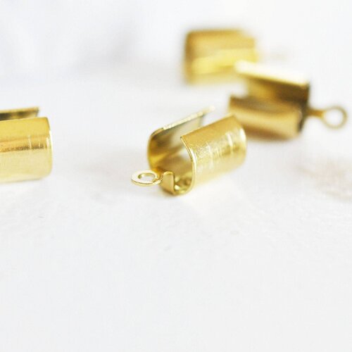 Embouts corde acier doré pincer,fournitures créatives dorées pour création bijoux sans nickel,finition ruban chaine,lot de 10, 12mm g4905
