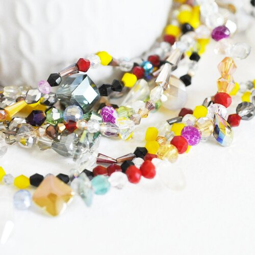 Perle abacus cristal multicolore, perle abacus, perle cristal,perles verre,2.5-13mm, le fil de 40cm ,,g2497