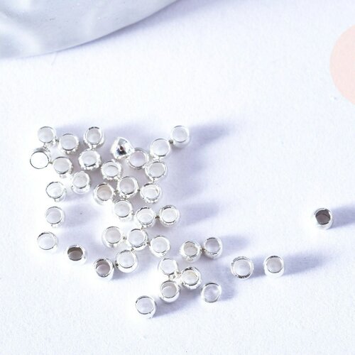 Perles à écraser argentées, fournitures créatives, perles argentée, création bijoux, laiton doré,5 grammes, 2.5x1.5mm g6866