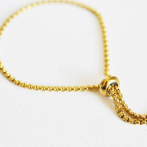 Bracelet réglable acier doré 14k, bracelet doré,création bijoux,bracelet acier or,sans nickel,bracelet acier doré,24cm -g188
