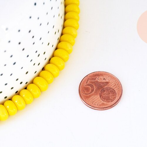 Perle rondelle donut verre opaque jaune,des perles rondelles verre pour créations de bijoux et bracelet,8x5mm, le fil de 80 perles,g5821