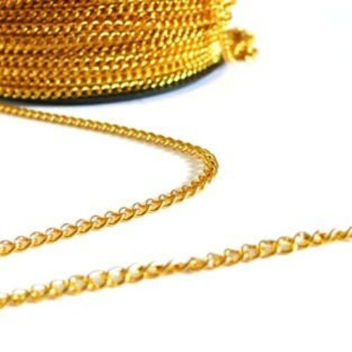 Chaine plate dorée,fourniture créative,chaine bijou, création bijoux, grossiste chaine, creation bijoux, chaine dorée,2.5 mm, 5 metres,g2328